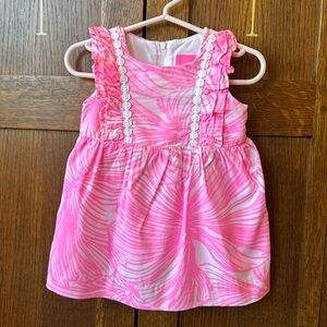 Lilly Pulitzer EUC 6-12 Month Baby Shift with bloomers in Pink Fronds